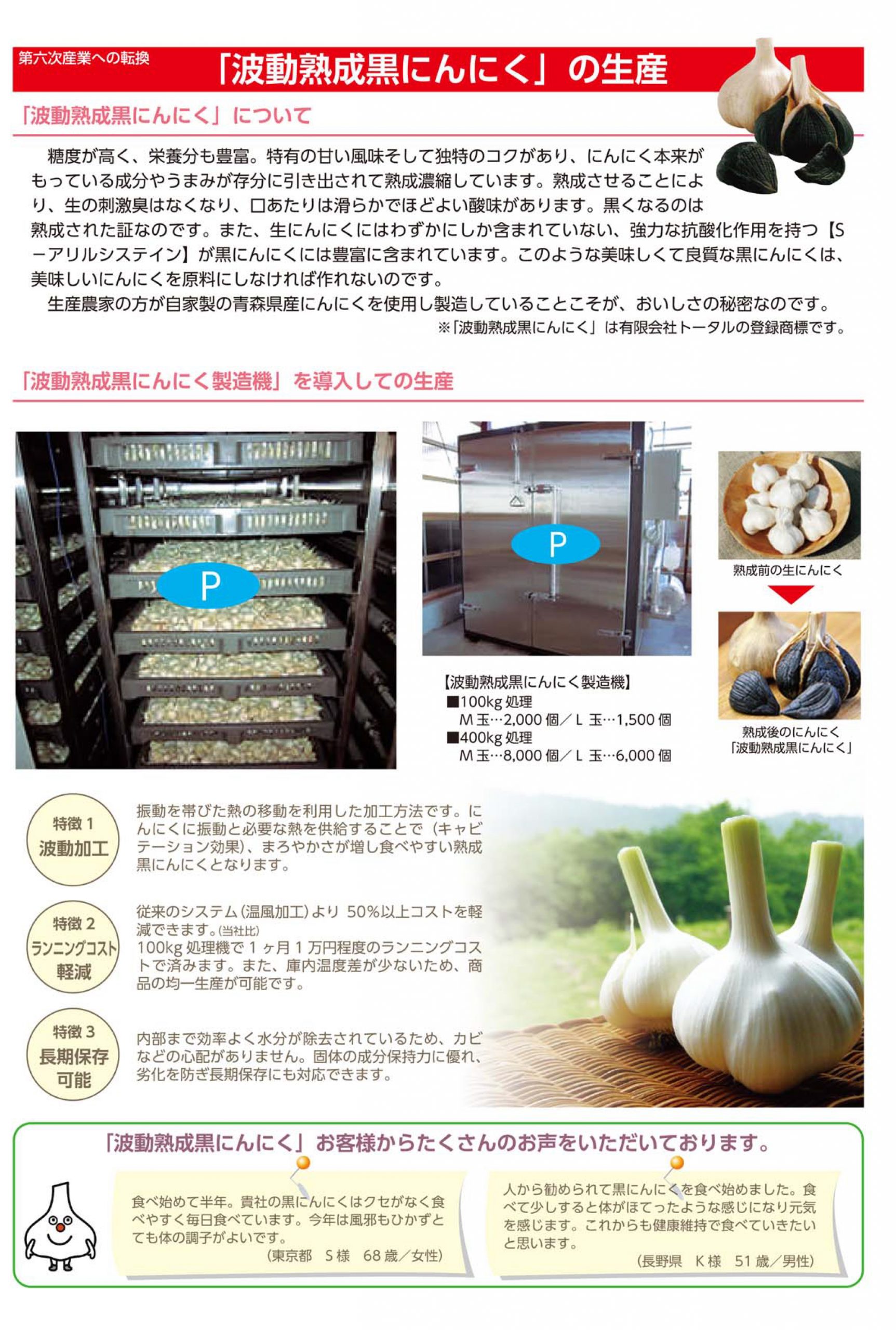有限会社トータル 事業案内 にんにくのことならおまかせください!